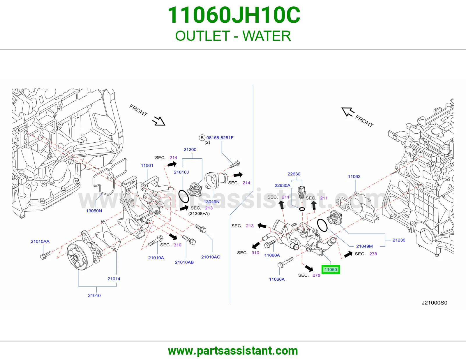 كوع ماء فوق 11060JH10C