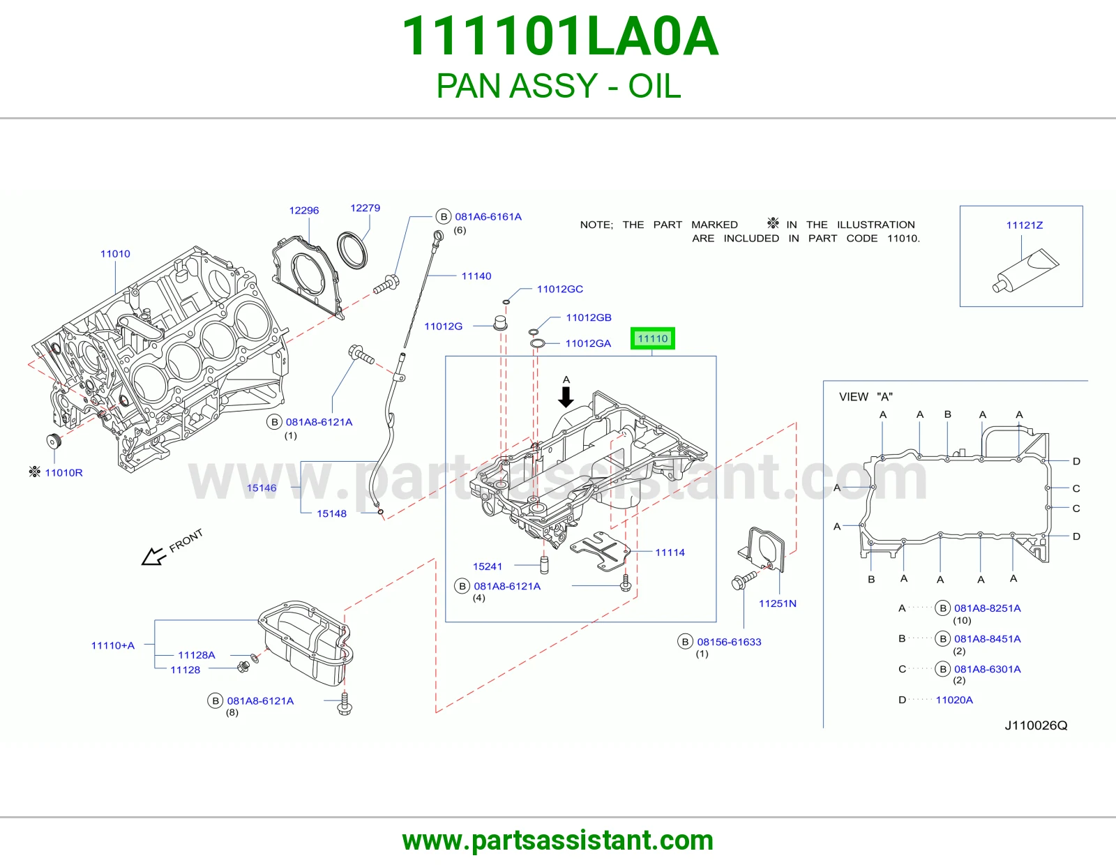 كرتير زيت مكينه تحت 111101LA0A