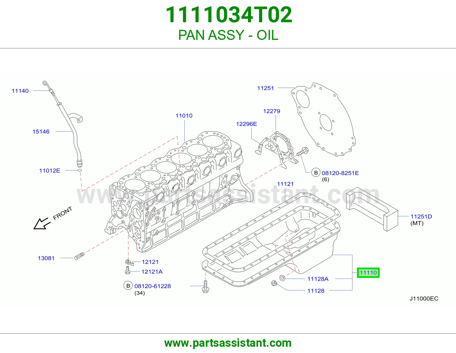 كرتير زيت مكينه تحت 1111034T02