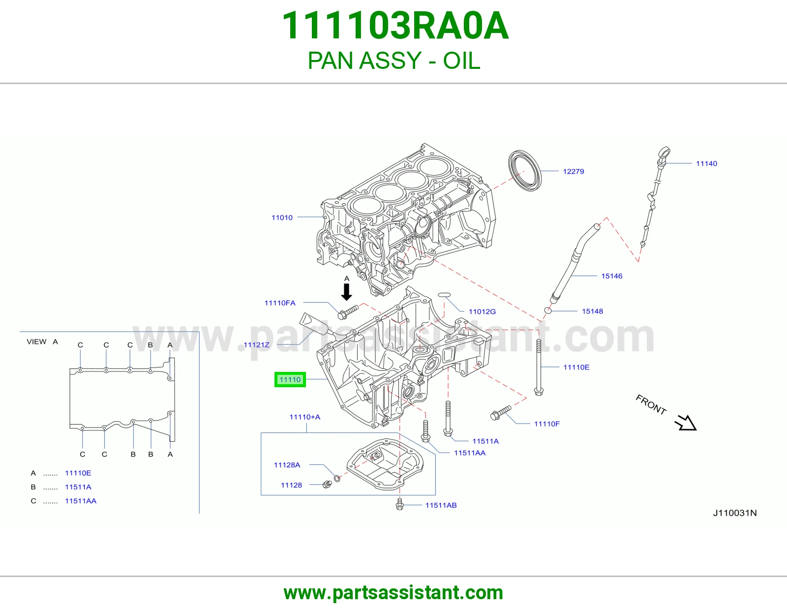 كرتير زيت مكينه تحت 111103RA0A