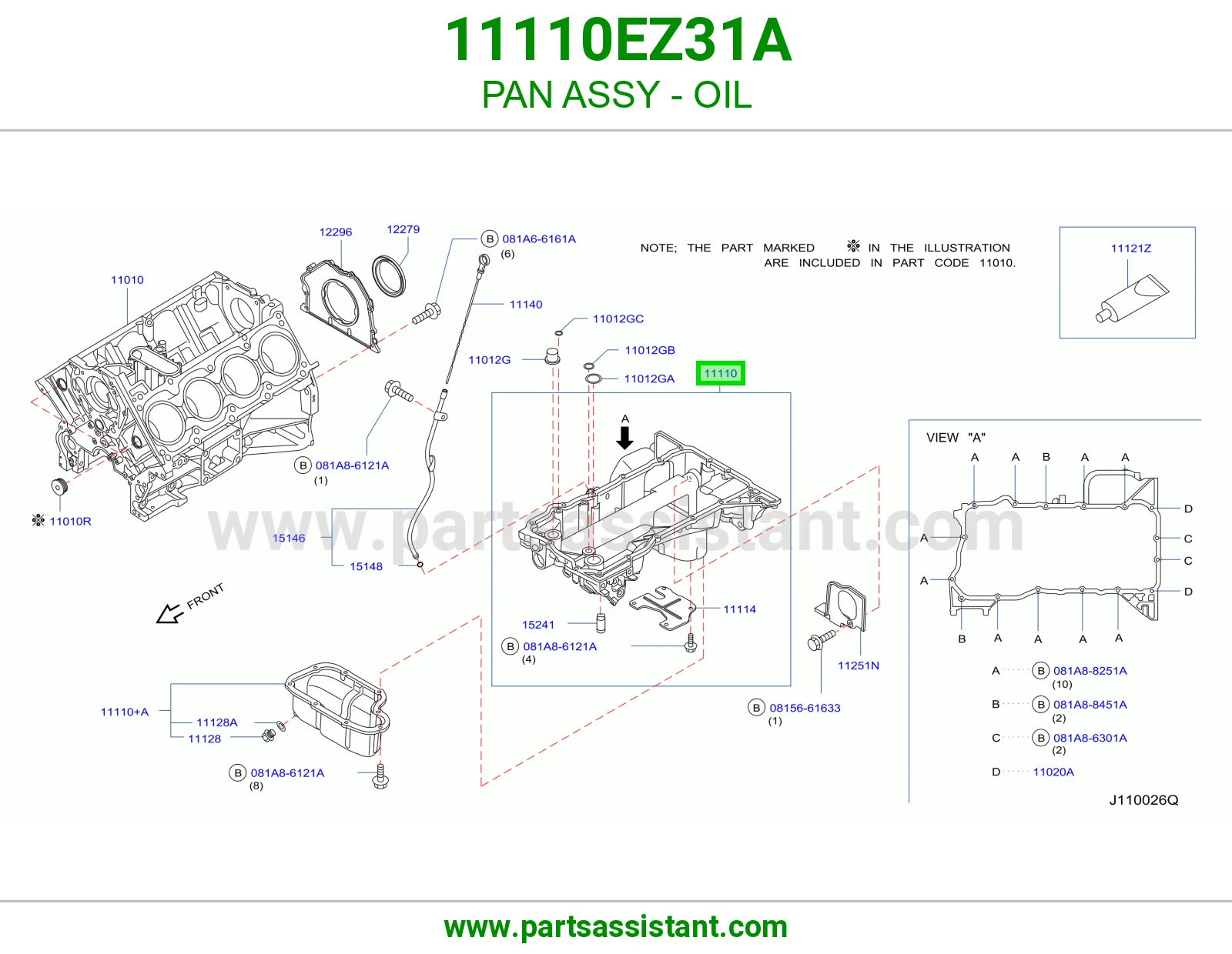 PAN ASSY - OIL 11110EZ31A