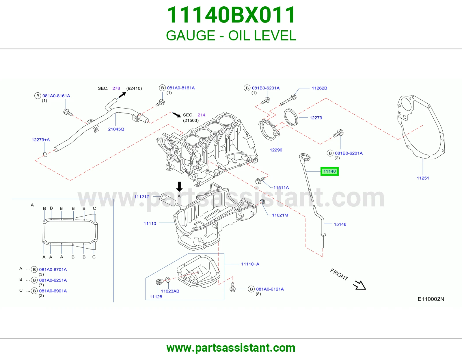 عيار زيت مكينه 11140BX011