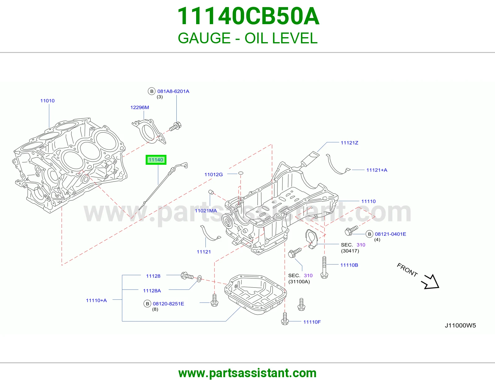 عيار زيت مكينه 11140CB50A