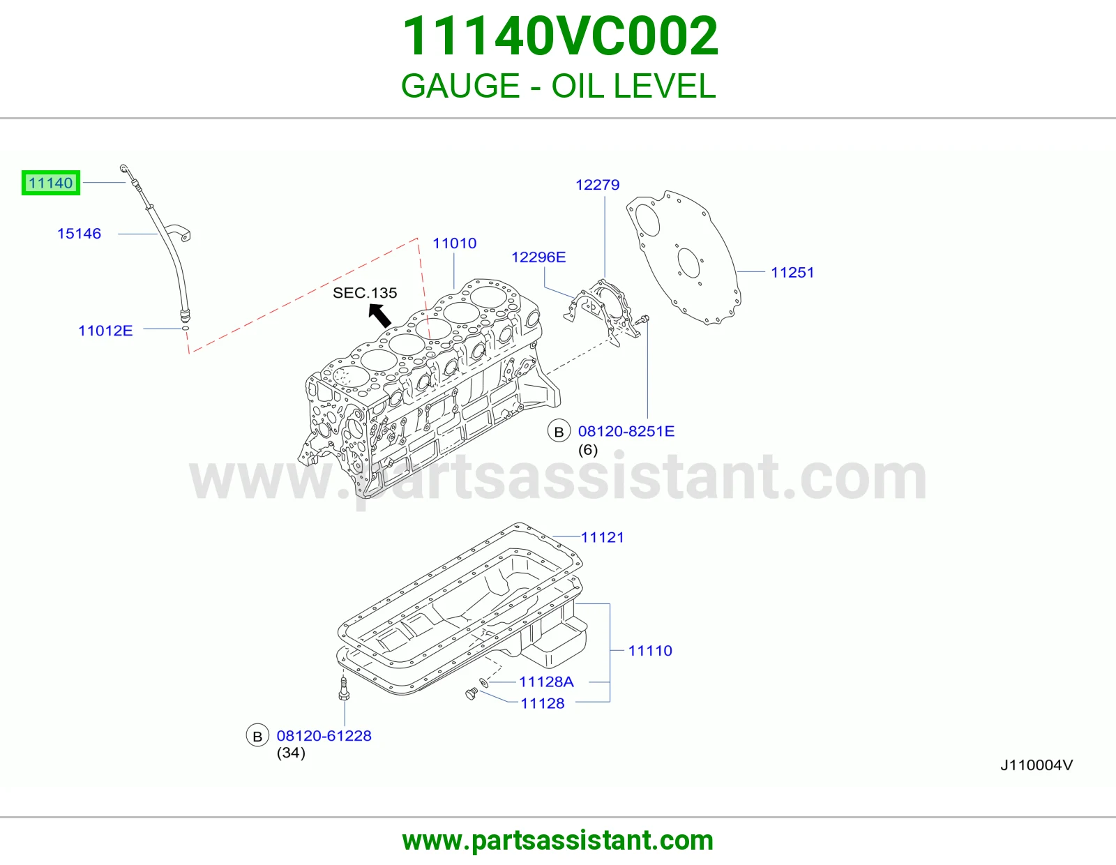 عيار زيت مكينه 11140VC002