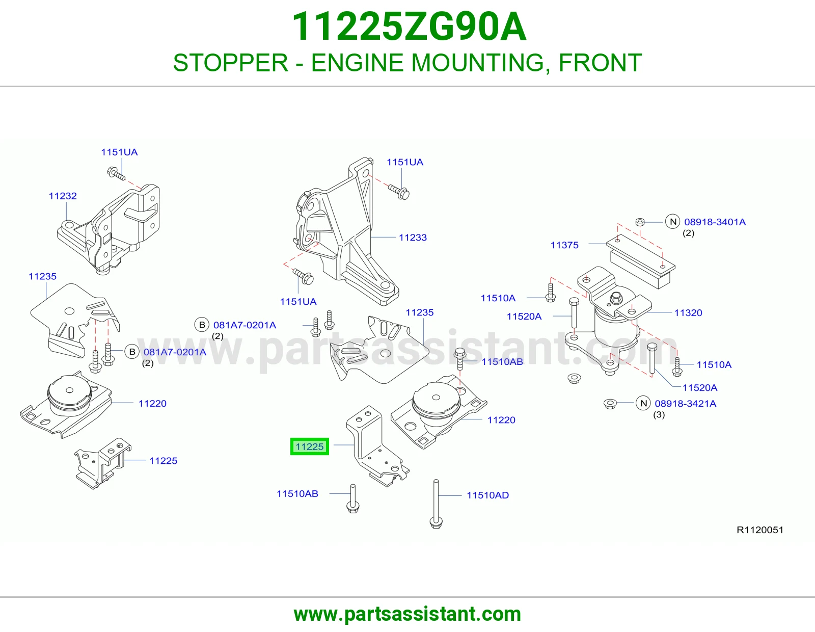 STOPPER - ENGINE MOUNTING, FRONT 11225ZG90A
