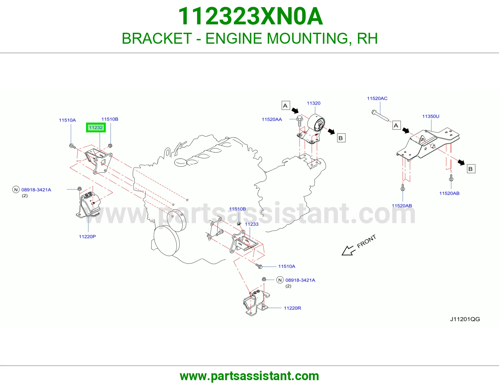 BRACKET - ENGINE MOUNTING, RH 112323XN0A