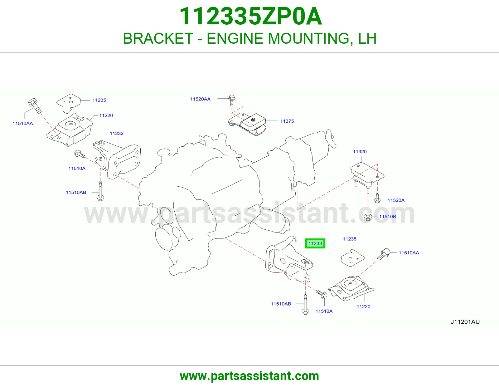 BRACKET - ENGINE MOUNTING, LH 112335ZP0A