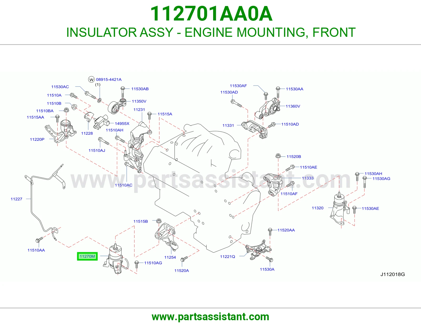 INSULATOR ASSY - ENGINE MOUNTING, FRONT 112701AA0A