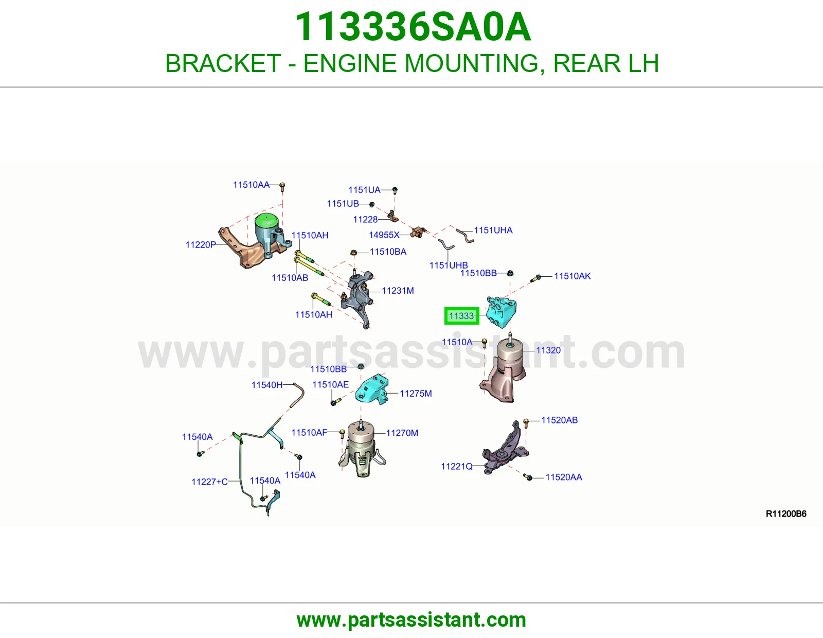 قاعده كرسي قير خلفي يسار 113336SA0A