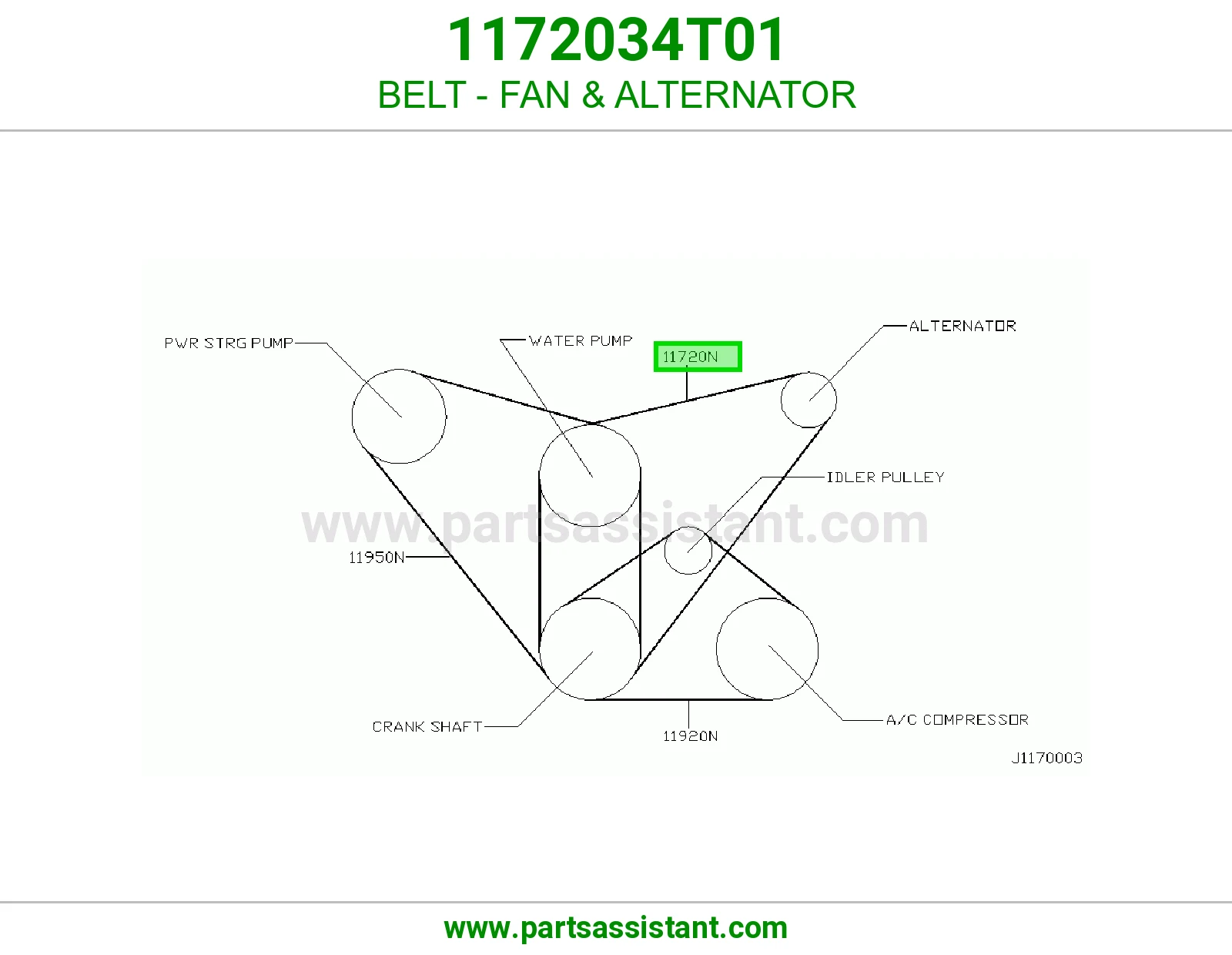 BELT - FAN & ALTERNATOR 1172034T01