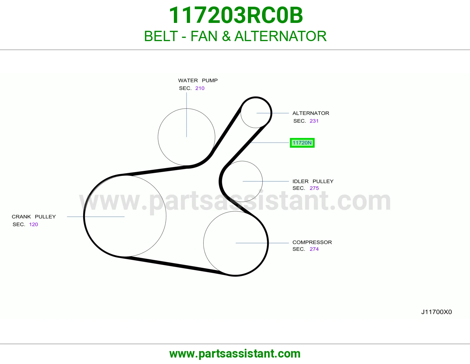 سير مروحه مكينه و دينمو 117203RC0B