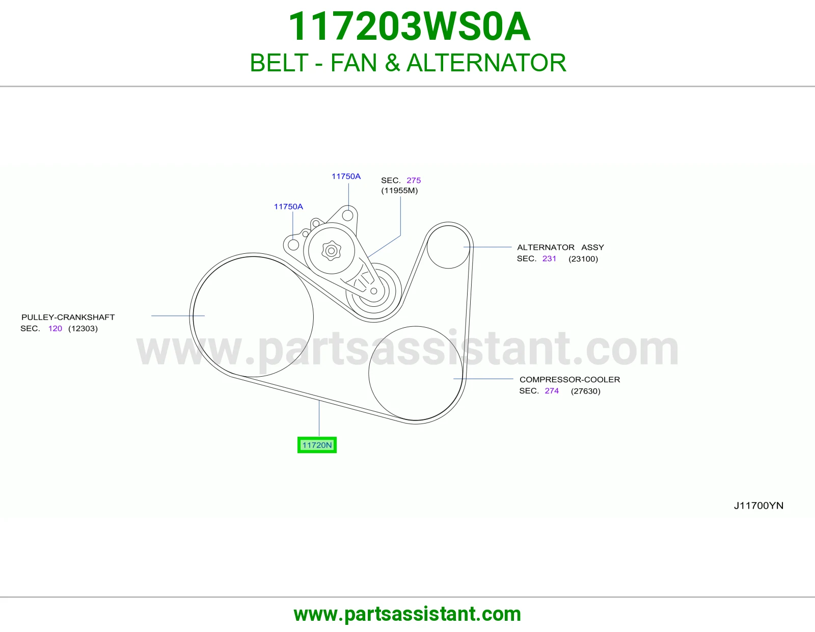 BELT - FAN & ALTERNATOR 117203WS0A