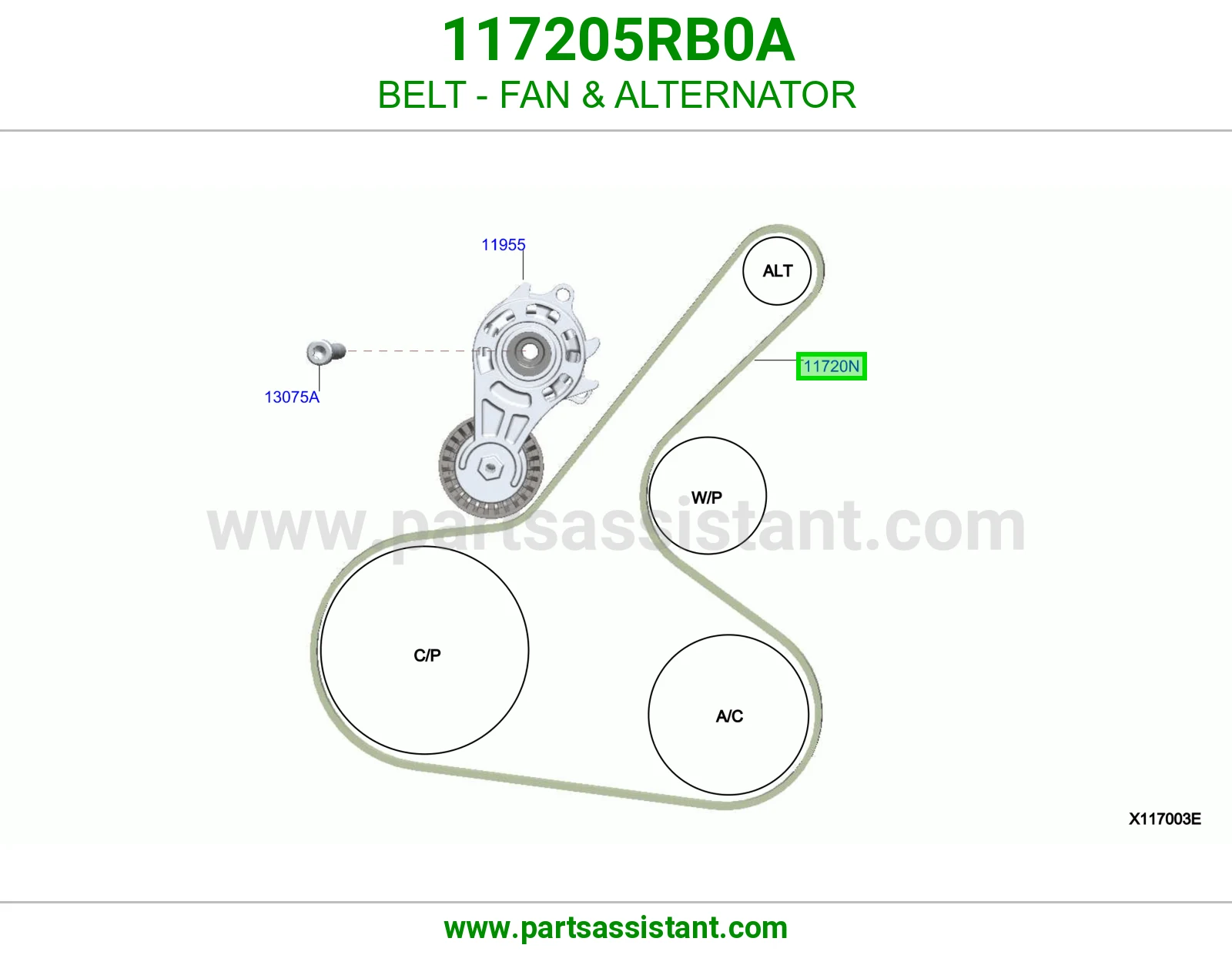 سير مروحه مكينه و دينمو 117205RB0A