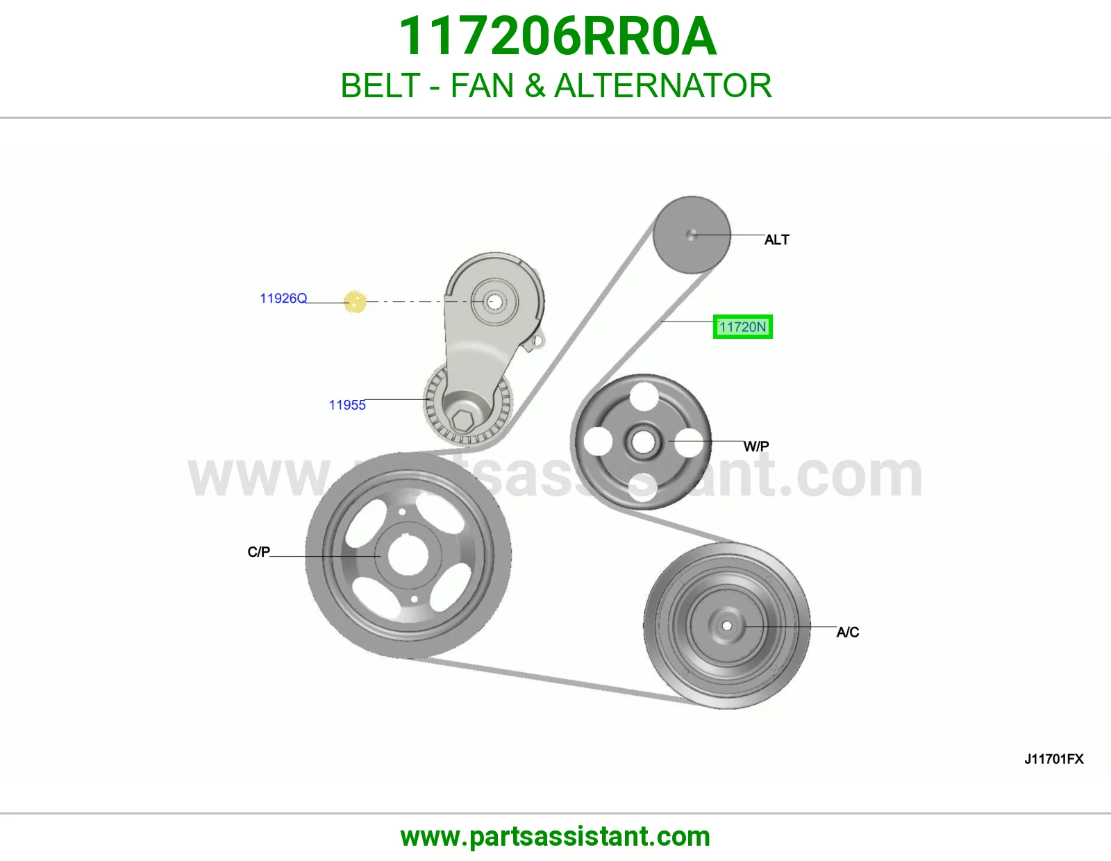 سير مروحه مكينه و دينمو 117206RR0A