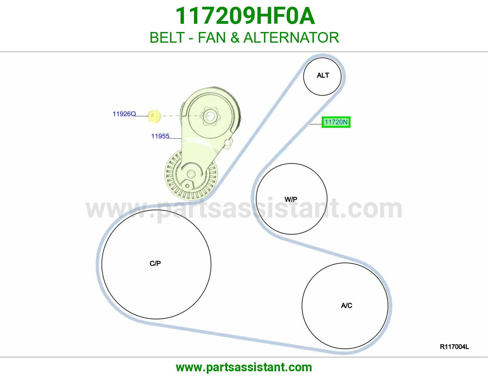 سير مروحه مكينه و دينمو 117209HF0A