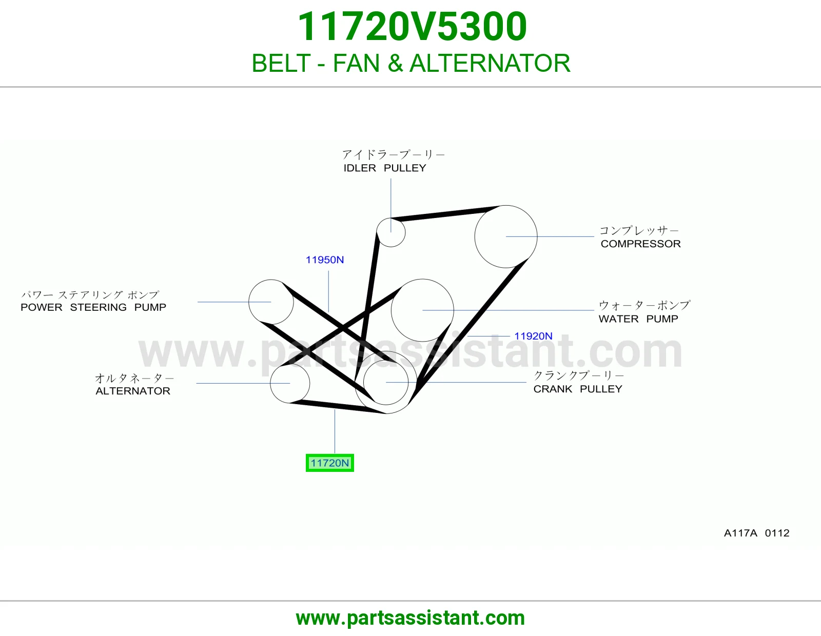سير مروحه مكينه و دينمو 11720V5300