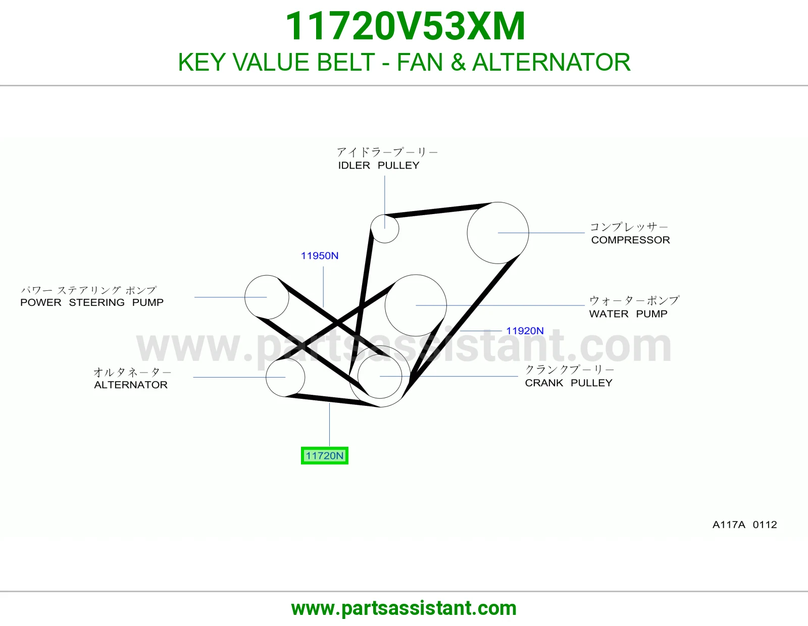سير مروحه مكينه و دينمو 11720V53XM