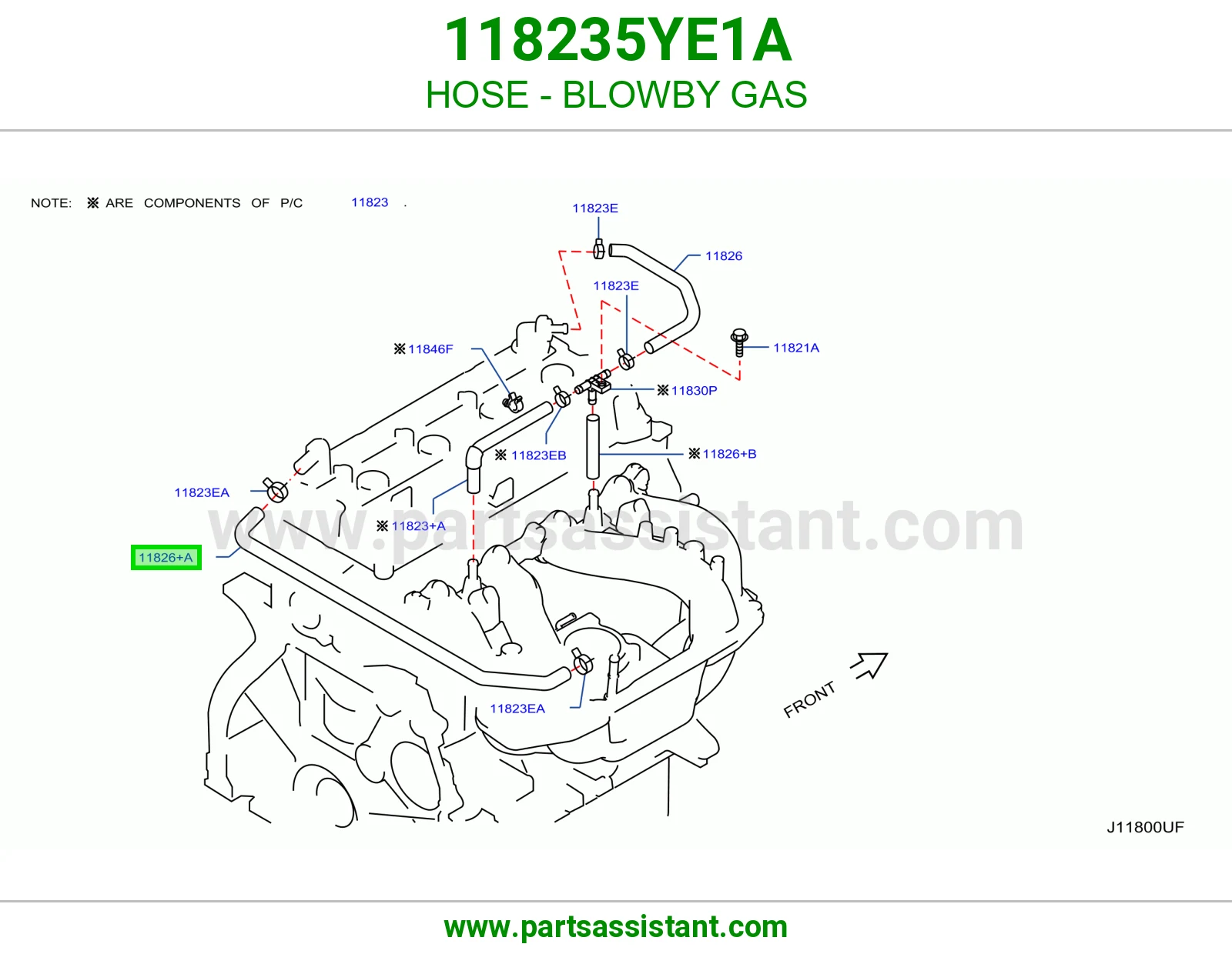 HOSE - BLOWBY GAS 118235YE1A