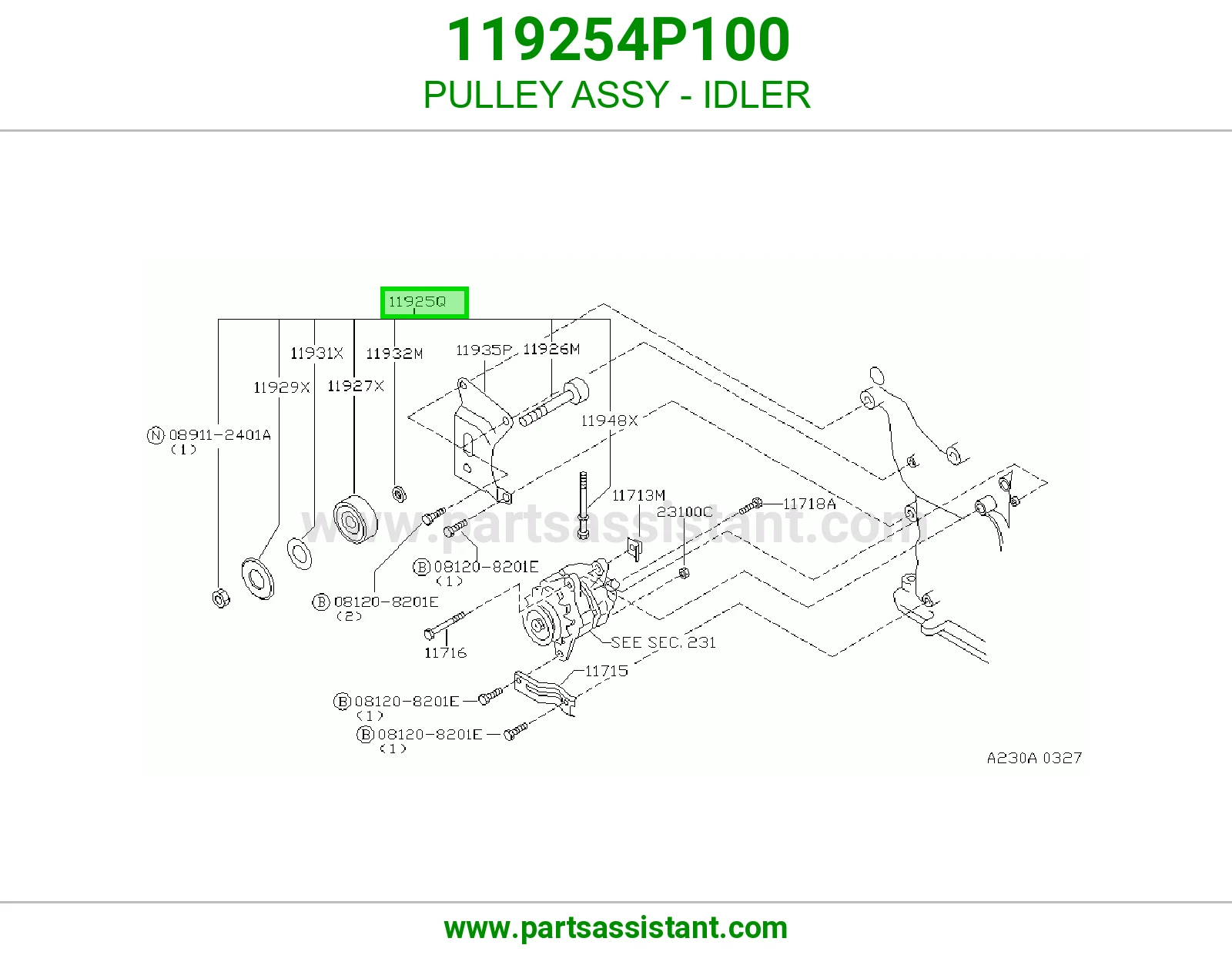 PULLEY ASSY - IDLER 119254P100
