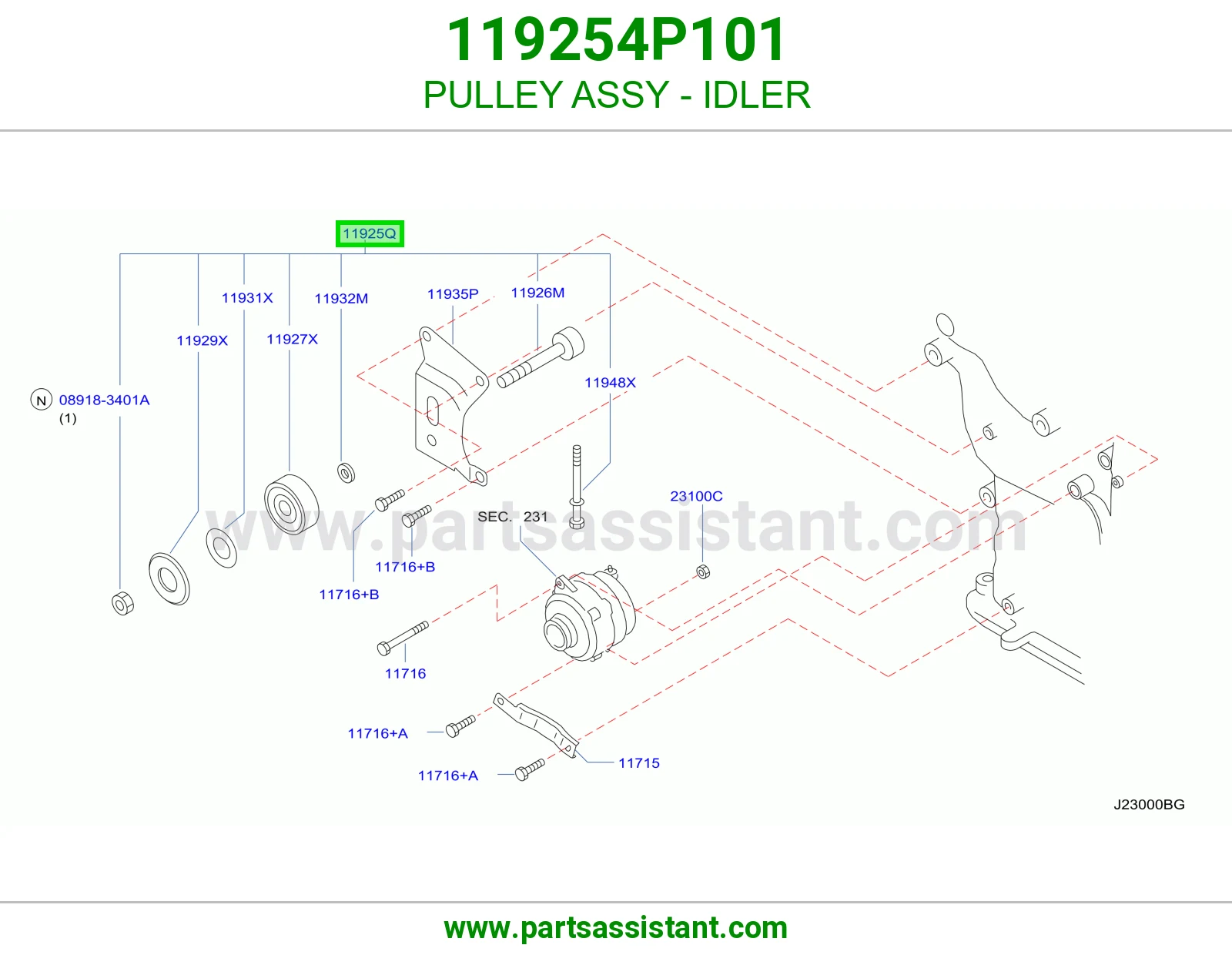 PULLEY ASSY - IDLER 119254P101