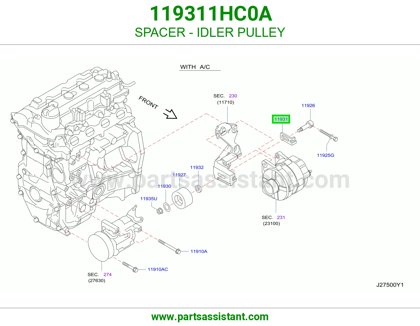 مباعد بكرة ايدلر 119311HC0A