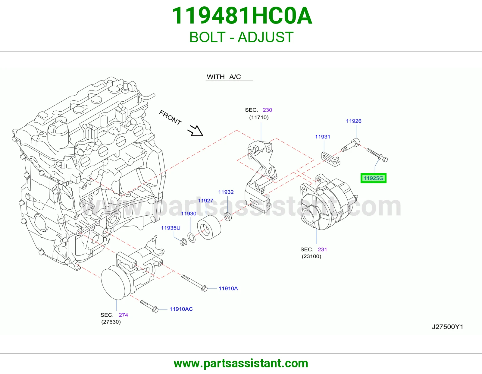مسمار ضبط 119481HC0A