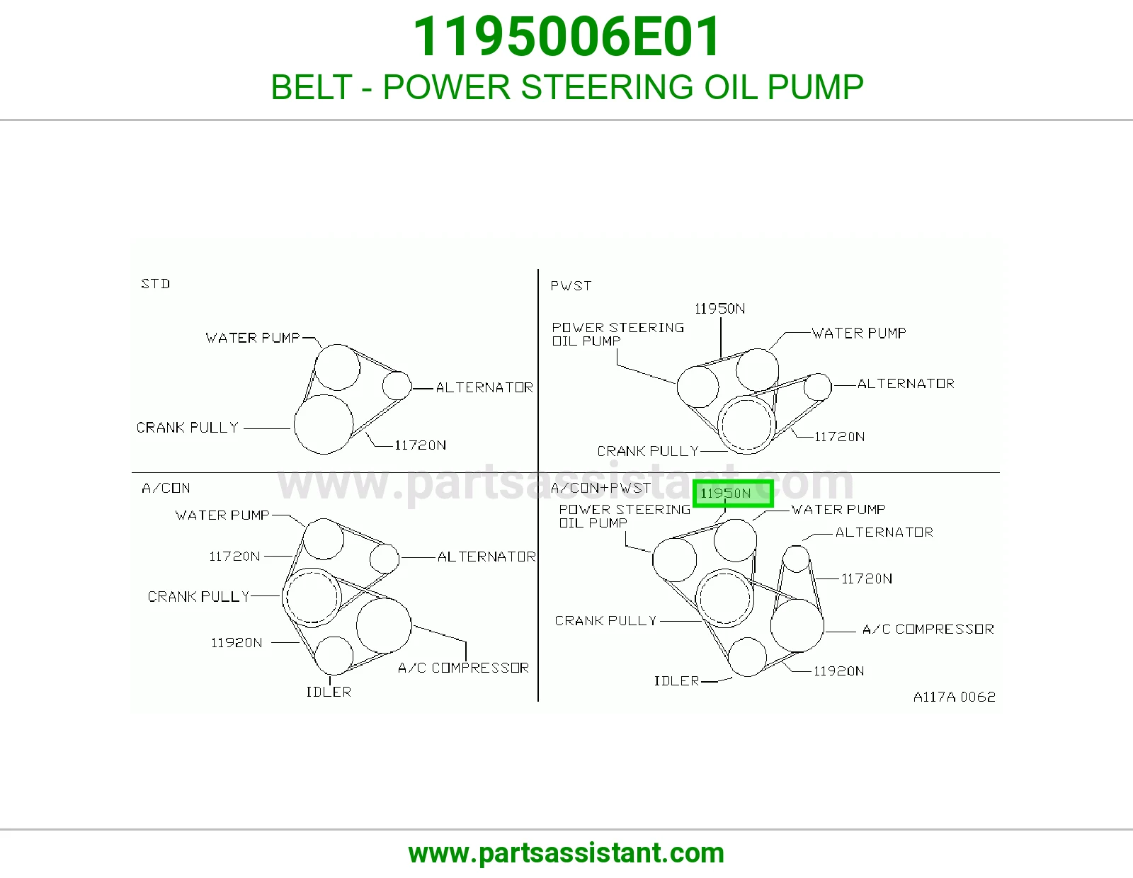 BELT - POWER STEERING OIL PUMP 1195006E01