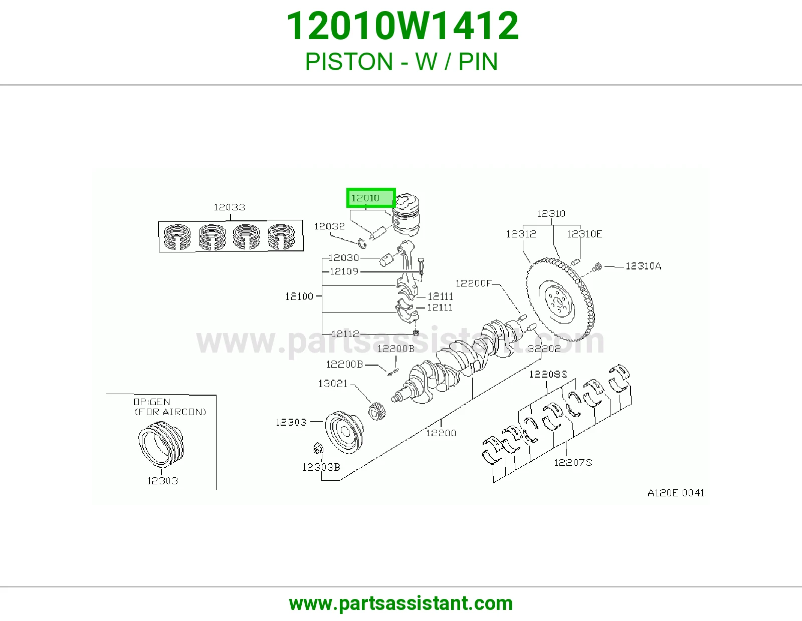 PISTON - W / PIN 12010W1412