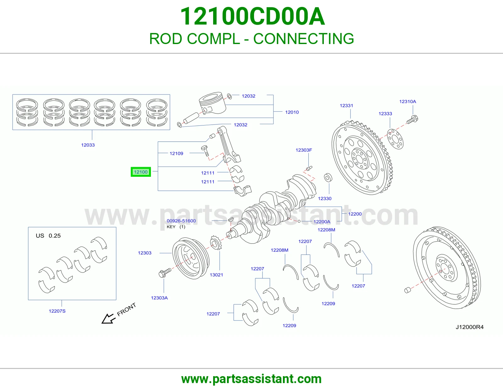 ذراع بستم مكينه 12100CD00A