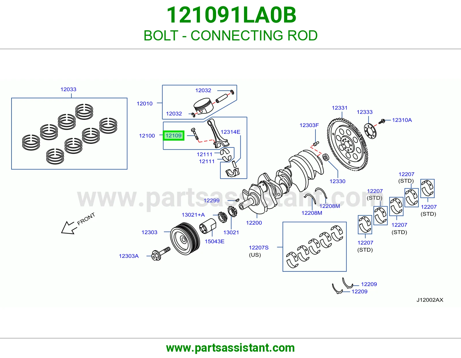 مسمار ذراع بستم 121091LA0B