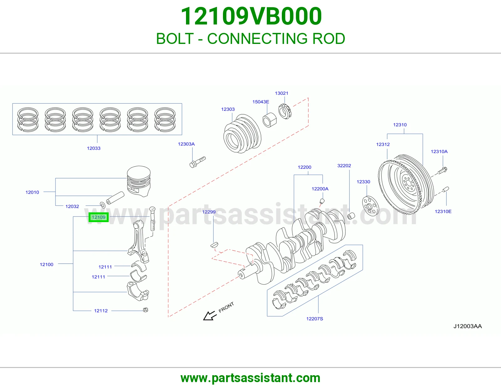 مسمار ذراع بستم 12109VB000