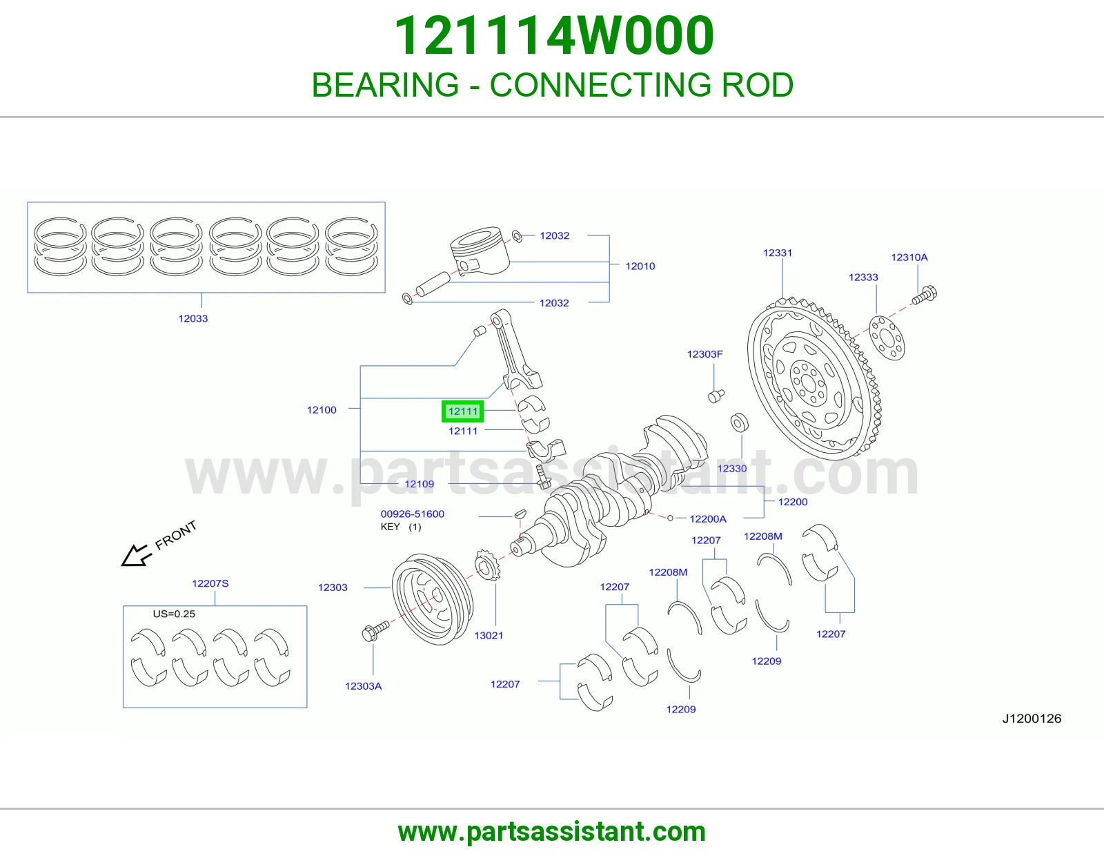 BEARING - CONNECTING ROD 121114W000