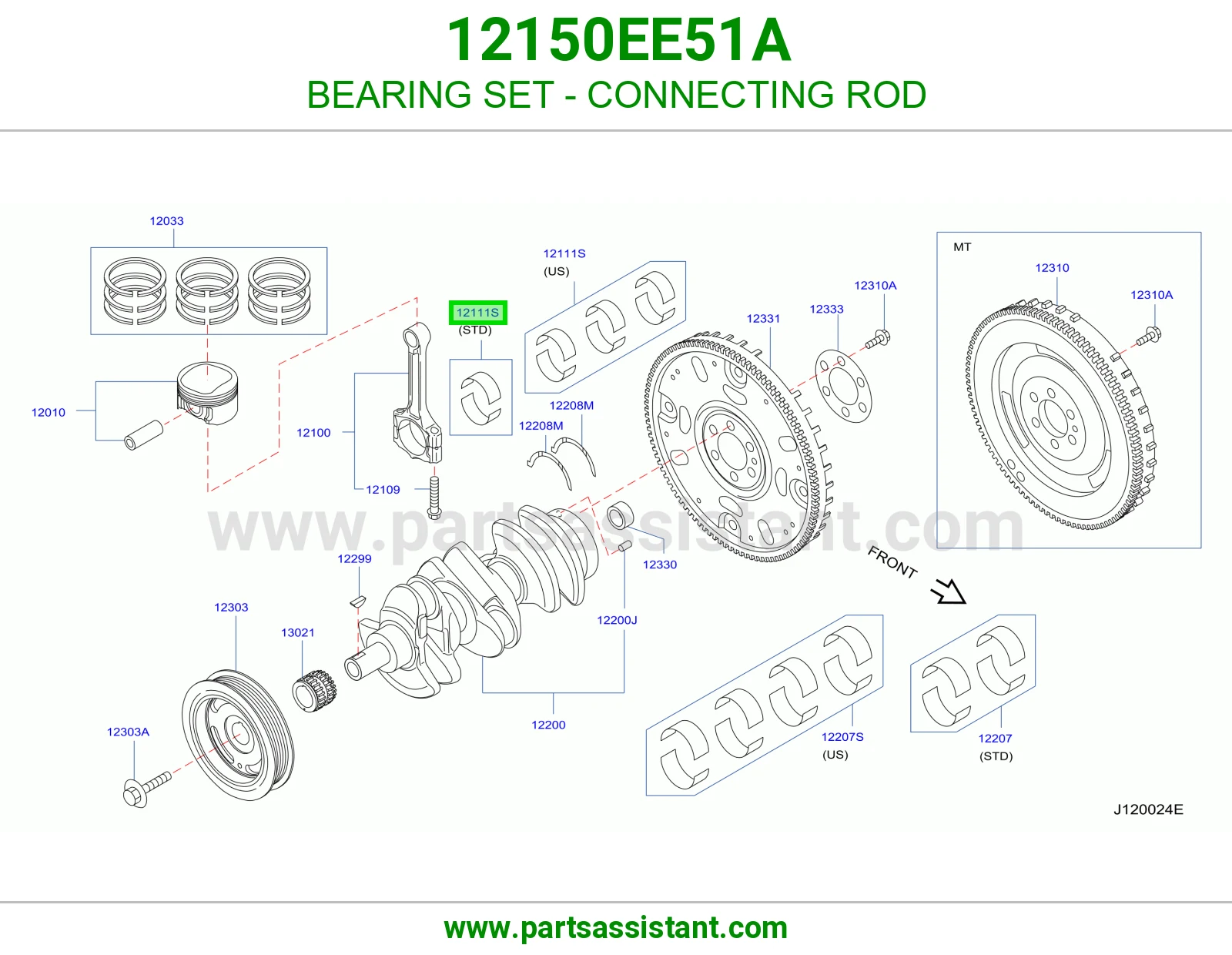 BEARING SET - CONNECTING ROD 12150EE51A
