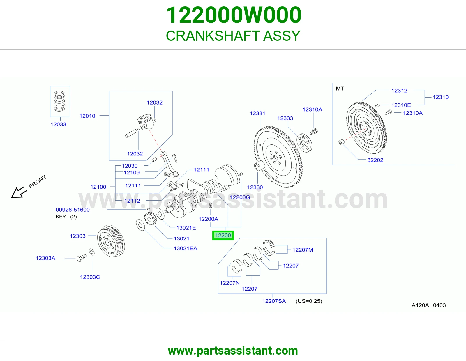 عمود كرنك مكينه 122000W000