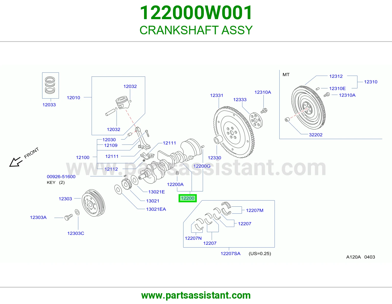 عمود كرنك مكينه 122000W001