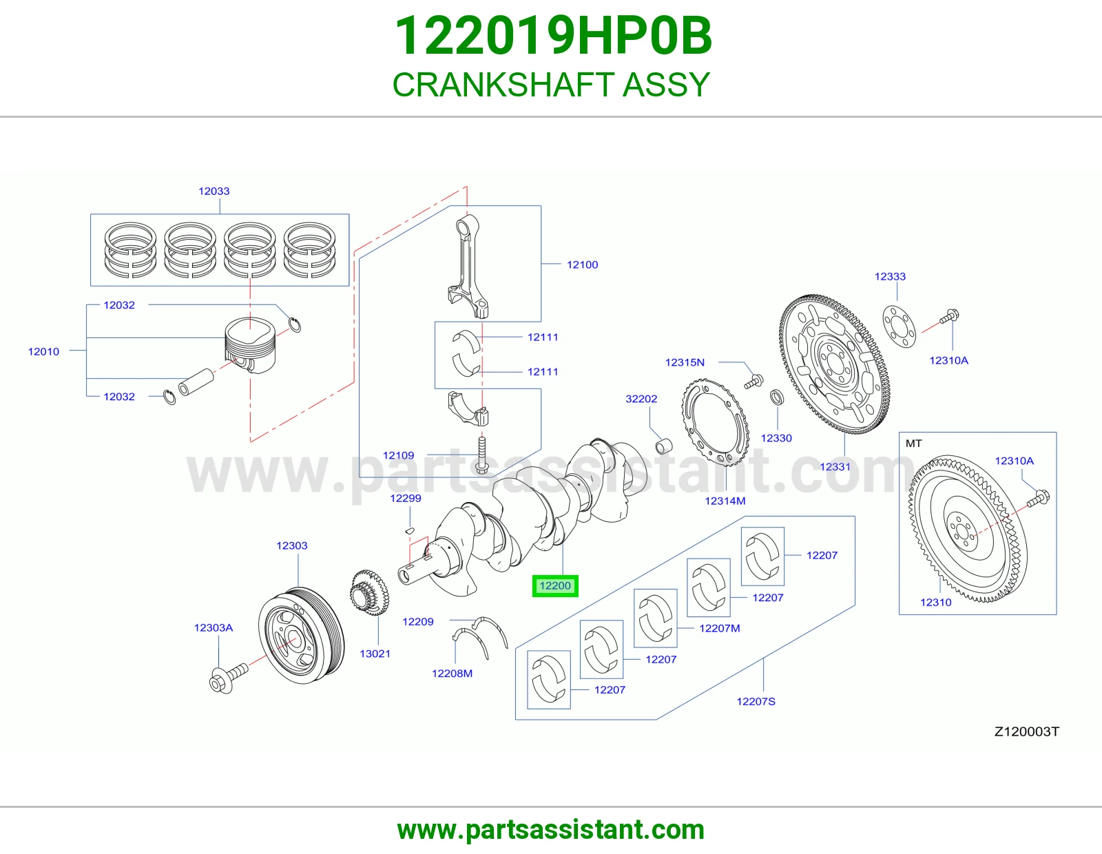 عمود كرنك مكينه 122019HP0B