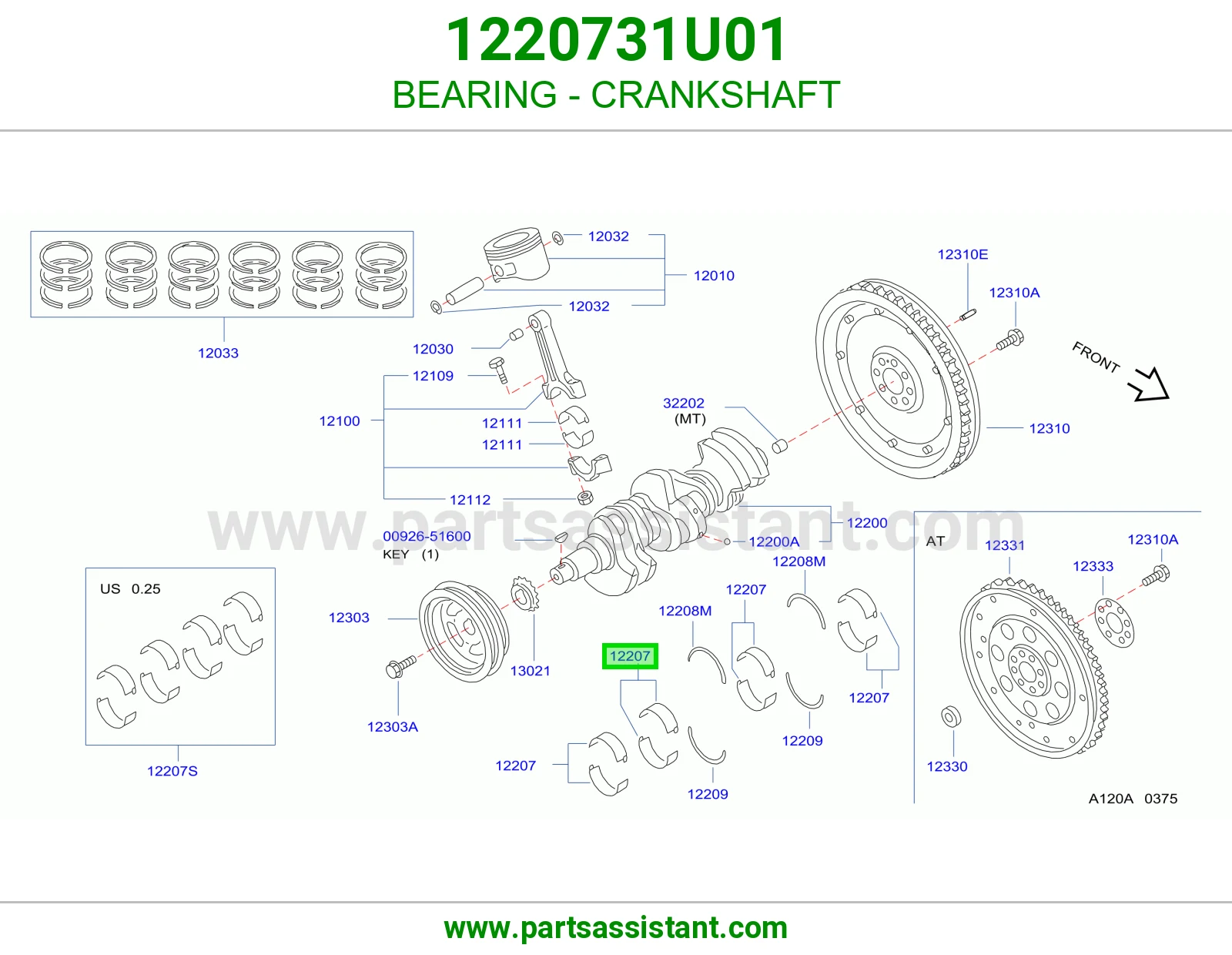 BEARING - CRANKSHAFT 1220731U01
