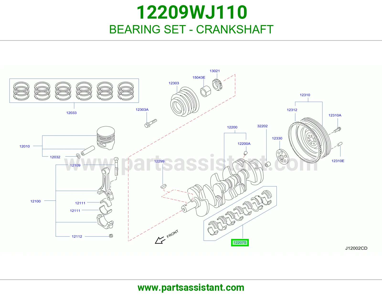 BEARING SET - CRANKSHAFT 12209WJ110
