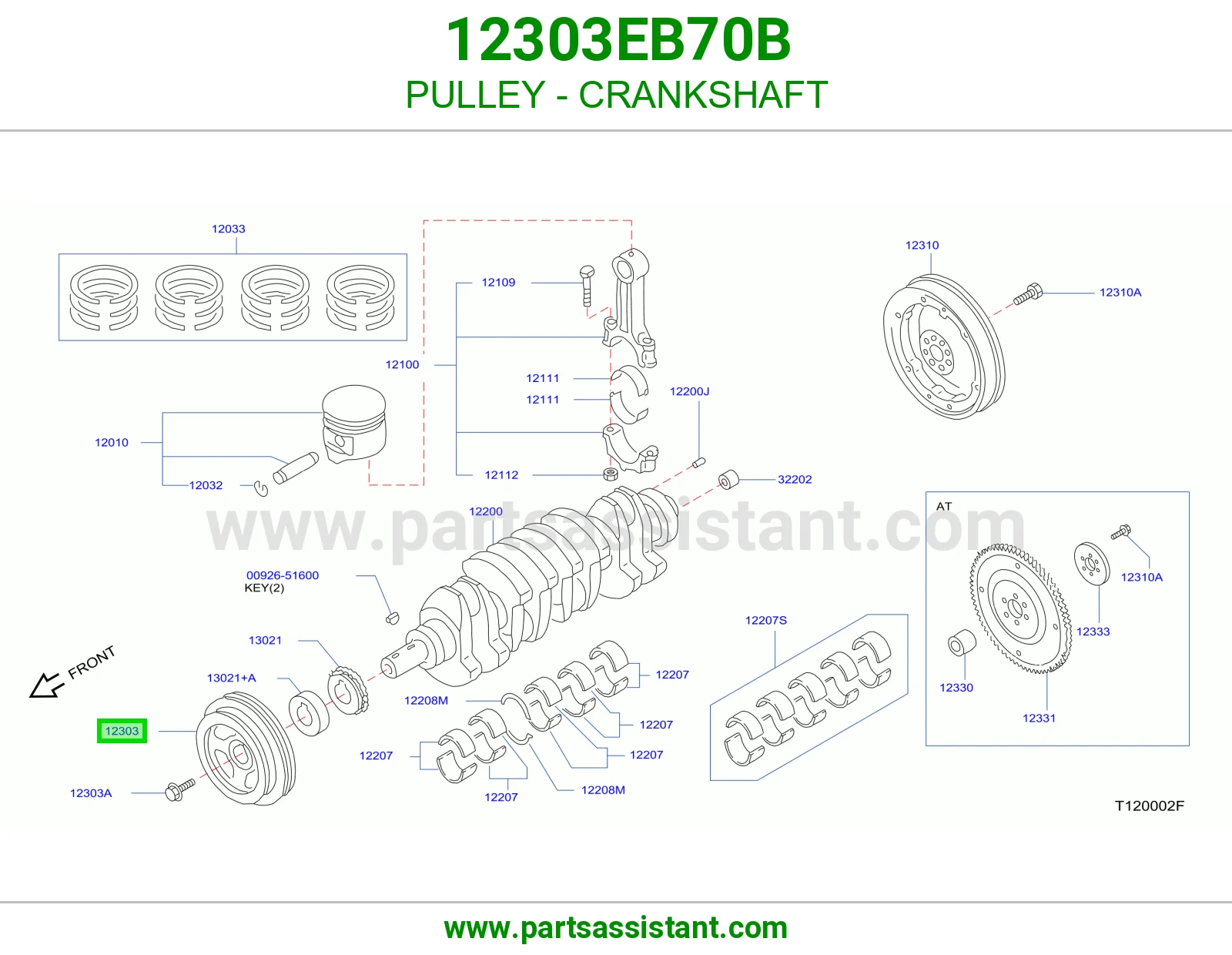 PULLEY - CRANKSHAFT 12303EB70B