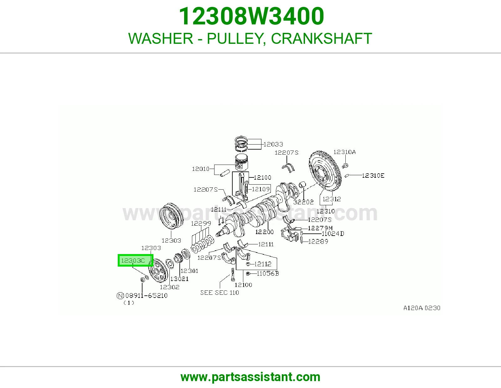 WASHER - PULLEY, CRANKSHAFT 12308W3400