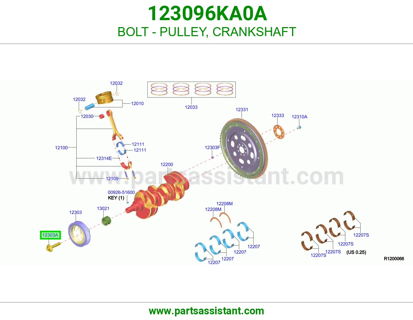 مسمار بكرة كرنك 123096KA0A