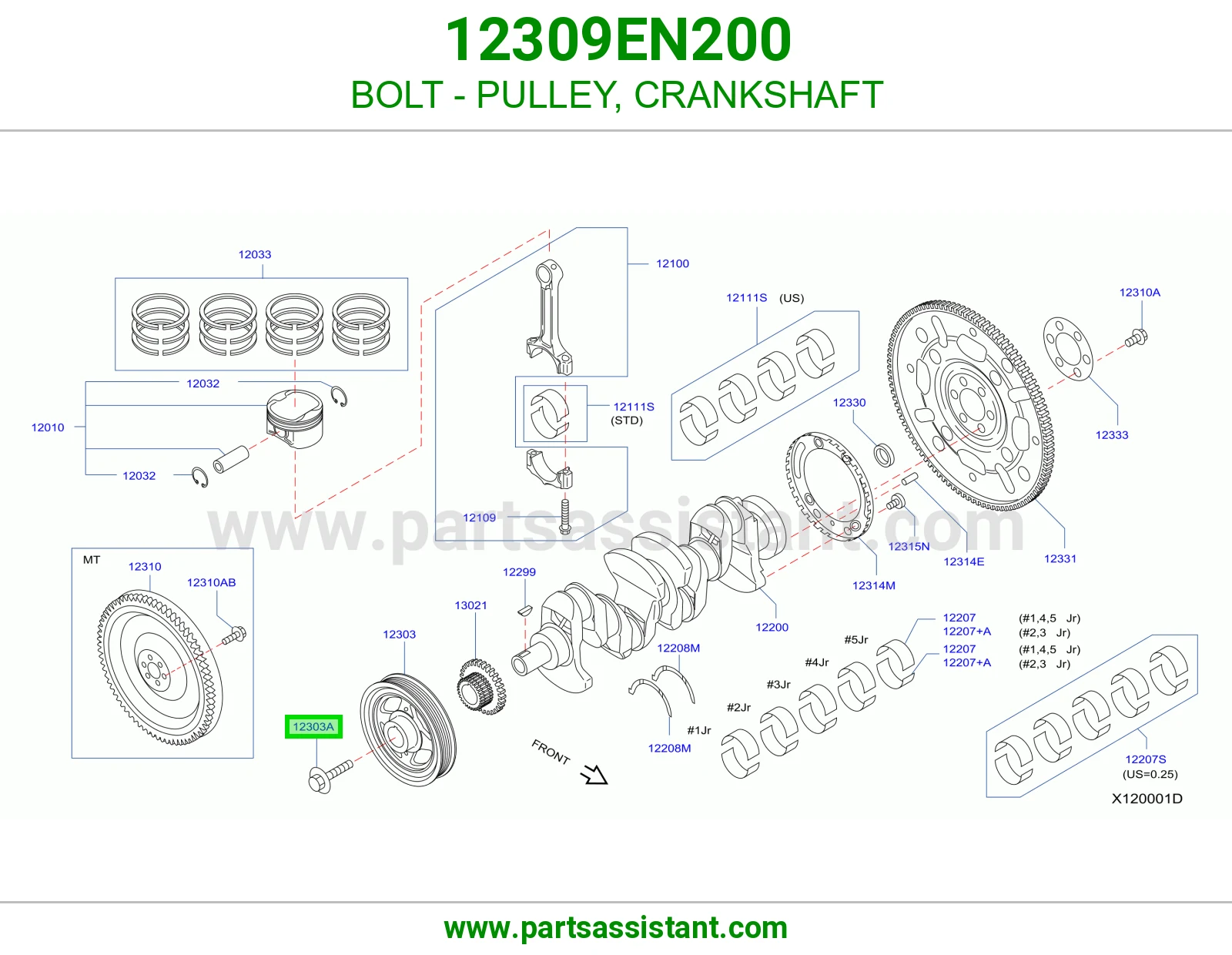 BOLT - PULLEY, CRANKSHAFT 12309EN200