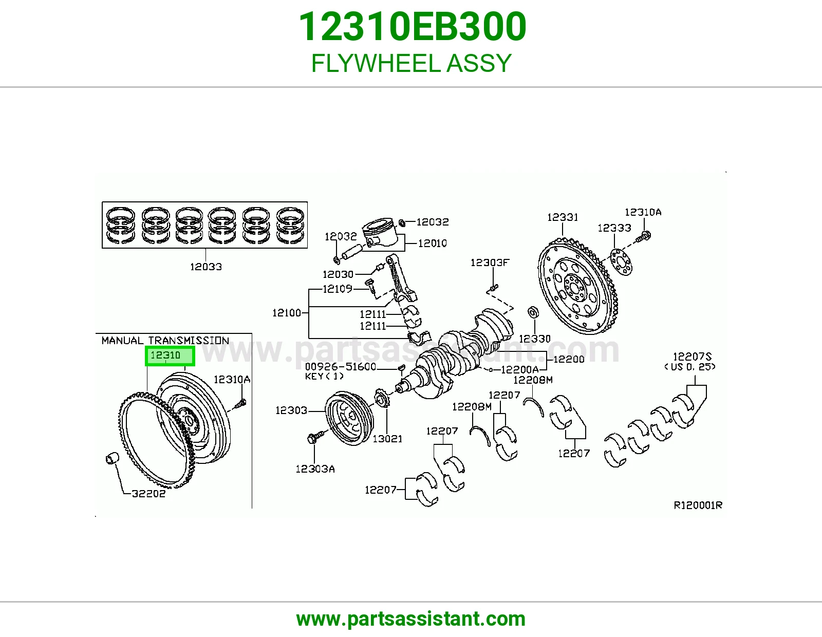 FLYWHEEL ASSY 12310EB300