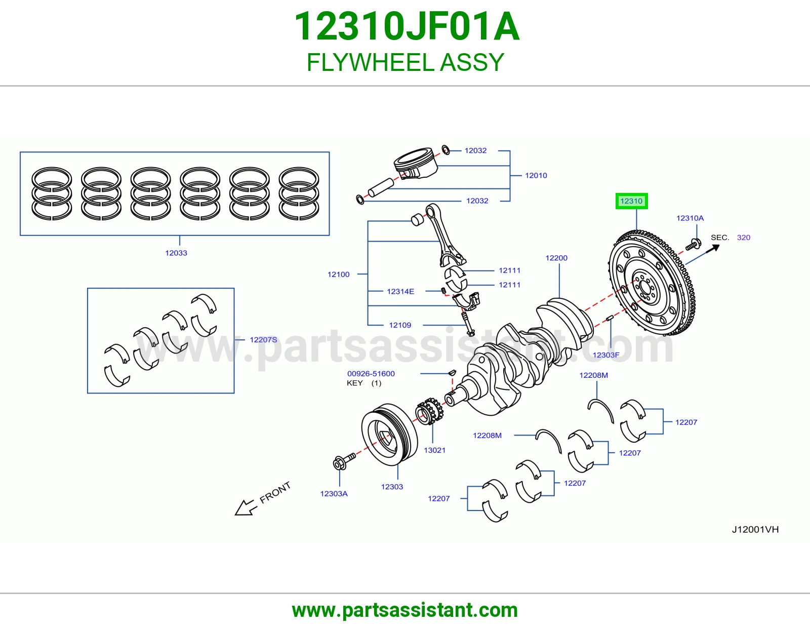 حداف عمود كرنك كامل 12310JF01A