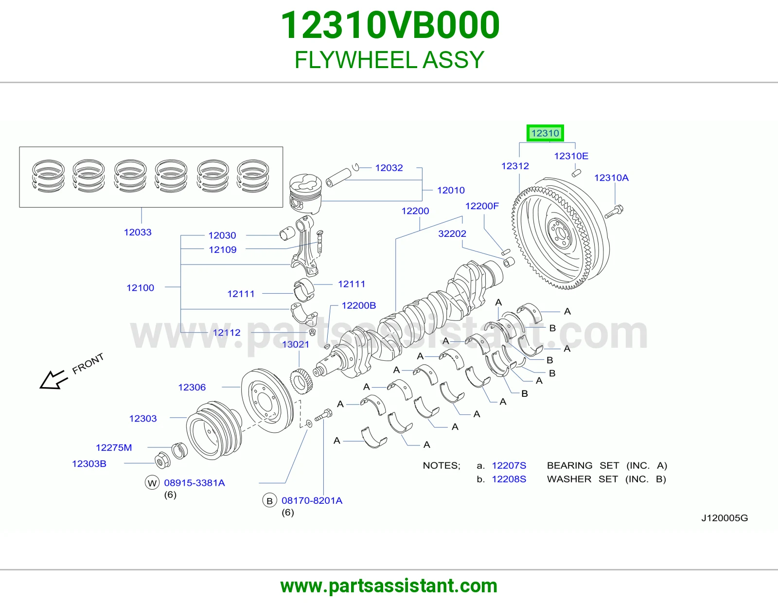 FLYWHEEL ASSY 12310VB000