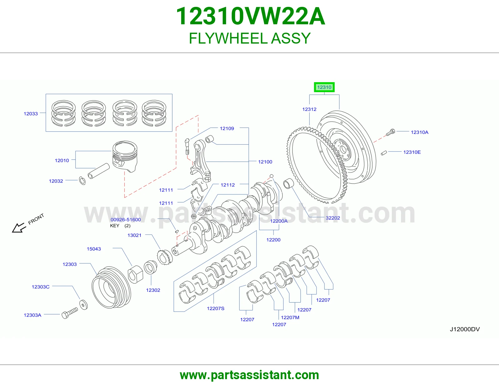 حداف عمود كرنك كامل 12310VW22A