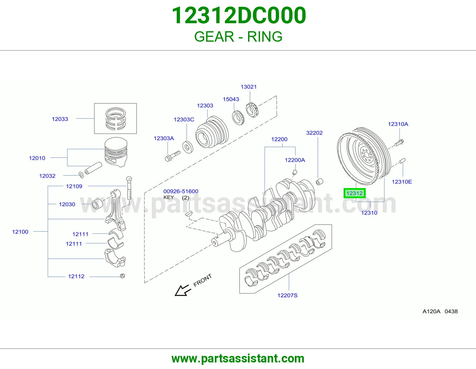 ترس حداف عمود كرنك 12312DC000