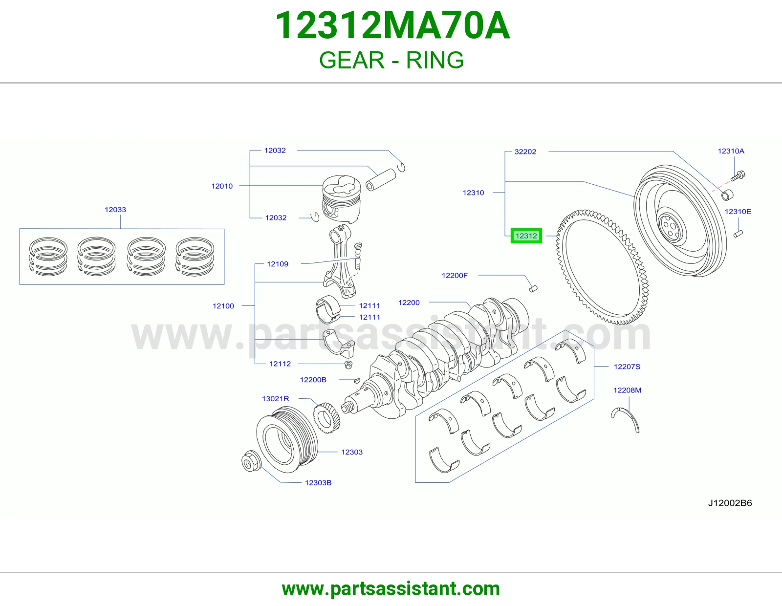 ترس حداف عمود كرنك 12312MA70A