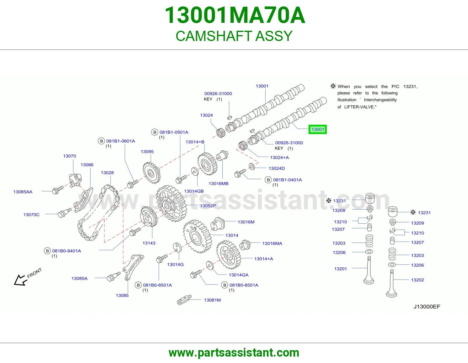 عمود تيمن 13001MA70A