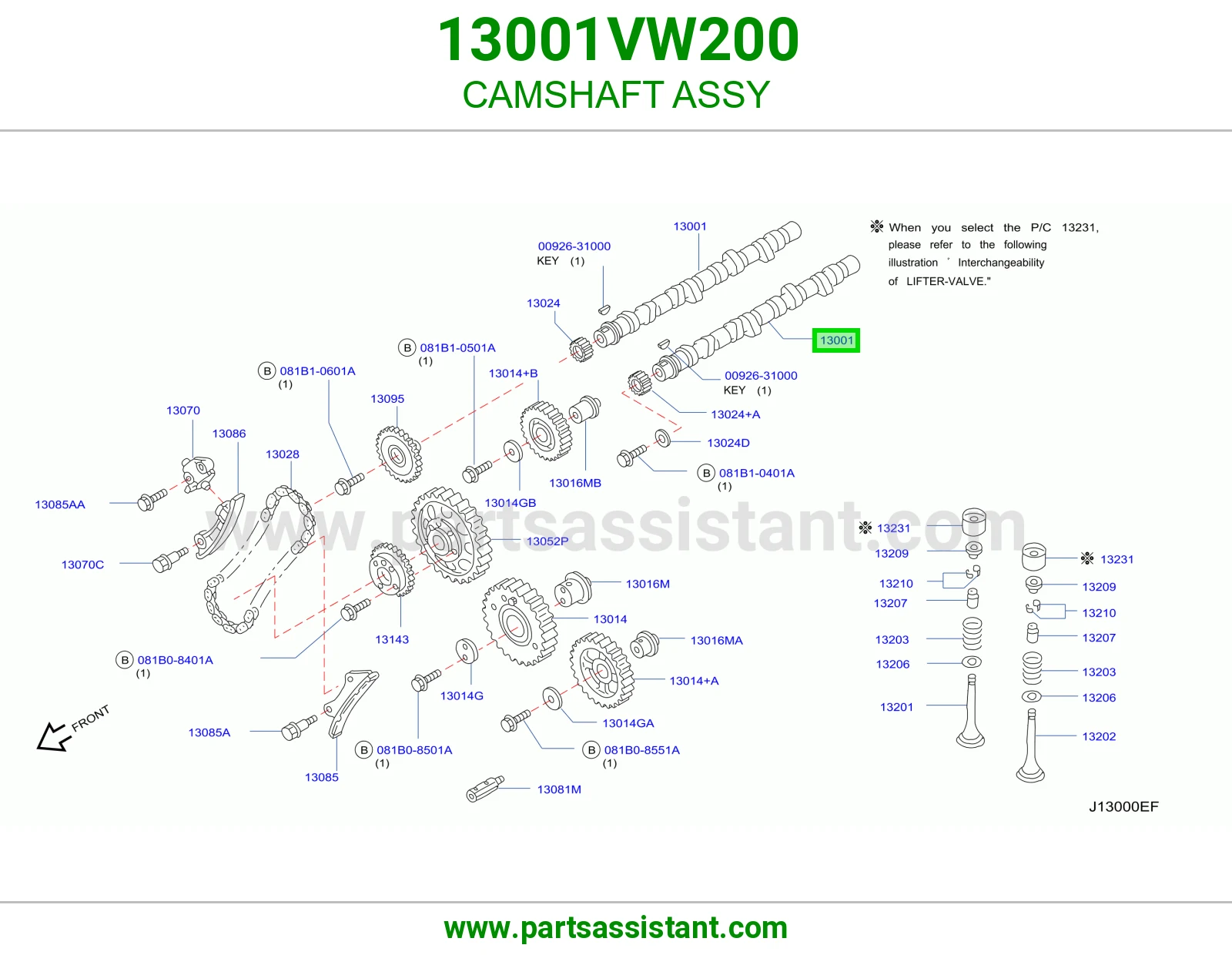 CAMSHAFT ASSY 13001VW200